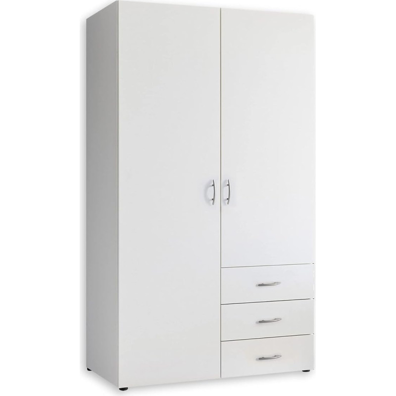 Harry garderoobikapp valge - mitmekülgne lükanduksega kapp 2 uksega magamistuppa - 101 x 176 x 51 cm (B x K x S)