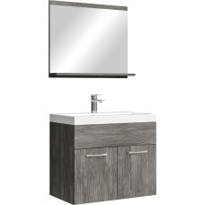 Badplaats B.V. Montreal 02 Vannitoamööblikomplekt, 60 cm pesukapp, hall tammepuit - Aluskapp, pesukapp, peegel, mööbel