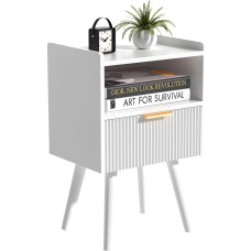 Vantimo öökapp koos sahtliga, avatud sektsiooniga, kohvilaud, puidust öökapp täispuidust jalgadega elutuppa, magamistuppa, õppetuppa, kaasaegne, pilvivalge