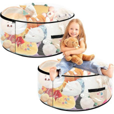 2tk ümmargune täidetud loomade ladustamise Bean Bag tooli katted, suur Zip selge PVC täidetud loomade korraldaja diivan Bean Bag iste, sobib magamistuba, lastetuba, mängutuba Decor, Single