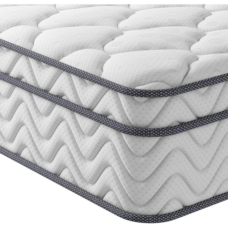 Vesgantti madrats 140 x 200 cm 7-tsooniline vedrumadrats, keskmise tugevusega ortopeediline barrel taskupõhine madrats (H3, Classic Tight-Top 26 cm)