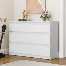 YITAHOME puidust kapp magamistoas 6 sahtlit magamistoas koos jooksjatega magamistoamööbel magamistoas ladustamine kaasaegne magamistoakapp öökapp 100 x 30 x 70 cm (valge)