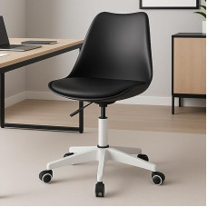 BAKAJI Ergonoomiline kaasaegse disainiga kontoritool reguleeritava kõrgusega ja suure tihedusega pehmendusega padjaga, pöörlev iste pöörlevate ratastega, ideaalne koju, õppetööle (must)