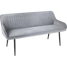 Riess Ambiente Turin disainipink 160 cm hõbehall sametist must metallist käetoega sametkattega polsterdatud pink söögitoa mööbel esiku mööbel