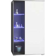 Vladon Davos vitriinkapp, Made in Germany, seisev vitriinkapp 3 klaasriiuli ja 8 sektsiooniga, sh LED, matt antratsiit / matt valge (71,5 x 134 x 35 cm)