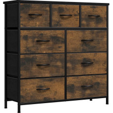 YITAHOME kapp, 9 kangast sahtlit käepidemetega, hoiukapp, riidest kapp magamistuppa, elutuppa, koridori, kontorisse, rustikaalne pruun