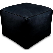 Vaata Hea ruudukujuline nahast pouf - Käsitsi valmistatud - tarnitakse täidetud - Ottoman Bean Bag jalahoob (must)