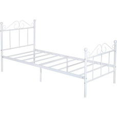 GZTGZMWG Ühe voodi metallist voodiraam Voodiraam 90 x 190 cm madratsile, metallist põrandavoodi Magamistoa voodi koos peatsiga Sobib külalisvoodiks Noortevoodi Vanemvoodid/valge/stiil A