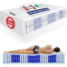 Matratzen Perfekt Terra Med Box² Box Spring madrats, 140 x 200 cm - ortopeediline vedrumadrats kahekordse vedrustussüdamikuga, ideaalne box spring vooditele, kõvadus H3, kõrgus 33 cm