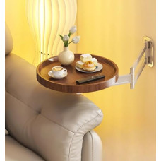 Seinale paigaldatav kokkupandav laud - ümmargune sissetõmmatav kohvilaud, reguleeritav hõljuv laud ruumi säästmiseks, väikesed kokkupandavad lauad originaalse puidust disainiga - ideaalne koju ja kontorisse