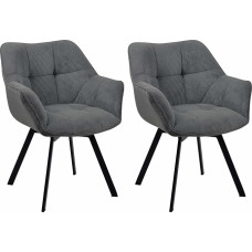 CLP Jordi Cord söögitoa toolid, pöörlevad polsterdatud toolid, 4 jalaga metallraamiga tugitool, värv: Värvi: tumehall, 2 tuba, komplekt