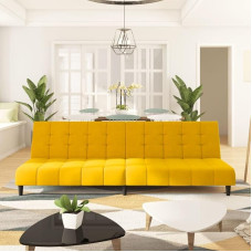 LAPOOH 375770 Diivanvoodi 2-kohaline kollane samet, Lounge diivan, Diivanid ja diivanid, Relax diivan, Diivan elutuppa