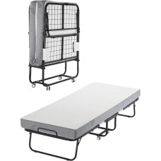 VEVOR Trundle Bed kokkupandav voodi 12,5 cm madratsiga, kokkupandav üheinimesevoodi mäluvahuga madratsiga (190 x 81 cm), 300 lb raske külalisvoodi täiskasvanutele, metallist voodi magamistuppa, elutuppa