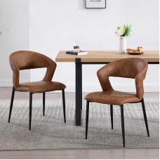 Ya-Home söögitoa toolid 2 PU nahast köögitool koos seljatoega Modernne aktsenttool polsterdatud tool metalljalgadega kööki/söögituppa/restorani, pruun