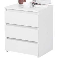 BAKAJI Öölaud magamistoa sahtlitele 3 sahtlit Moodne disain MDF puidust valge mööbel 55 x 45 x 38 cm