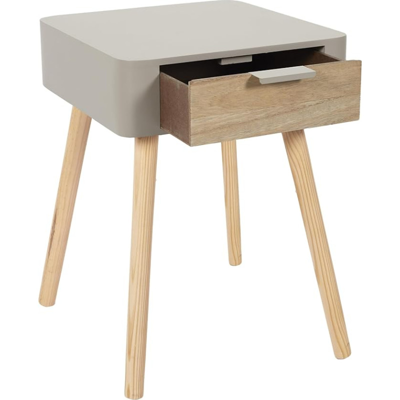 HOME DECO FACTORY Nachttisch mit 1 Schublade, Holz, Taupe, Schwarz, 34.8x48x37cm