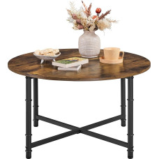 Yaheetech ümmargune kohvilaud reguleeritavate kaitsvate jalgadega küljelaud diivanilaud elutoa laud tööstuslikus stiilis rustikaalne pruun