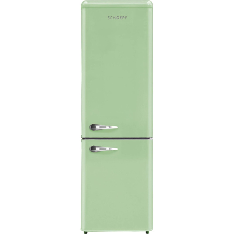 SCHOEPF RKG265SG külmik-sügavkülmik - 249L - Vaikne 41dB - 4 tärni sügavkülmik - Retro disain - reguleeritava kõrgusega jalad - LED valgustus - 3 klaasriiulit - vabalt seisev - Vintage välimus