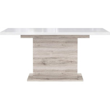 FORTE Saint Tropez pikendatav söögilaud, komposiitpuit, liivatammeparkett kombineeritud valge kõrgläikega, 90 x 160 x 76,6 cm