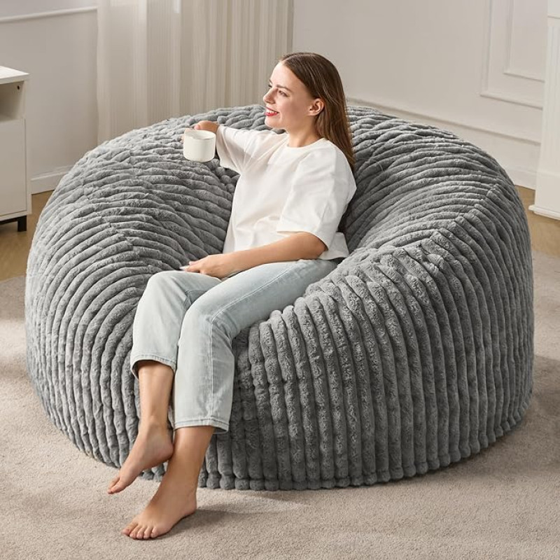 Hobestluk Bean Bag täiskasvanutele, Suur Bean Bag triibulise pluusi kattega, Suur Bean Bag elutuppa, magamistuppa, ühiselamusse, kontorisse, Hall (127 x 127 x 61 cm)