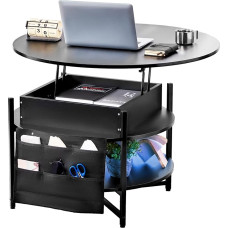 VEVOR kohvilaud Tõstetava lauaga elutoa laud, kohvilaud hoiukottidega, klapiga kohvilaud, 90 x 90 x 51 cm, sissetõmmatav kohvilaud, 50 kg kandevõime, kohvilaud