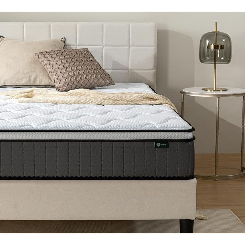 Zinus Pocket Sprung Memory Foam madrats 135 x 190 cm, 25 cm kõrgus, Medium Firm, hüpoallergeenne ja hingav, pehme kangas, rõhu leevendamine, luksuslik madrats, 10 aastat toetust