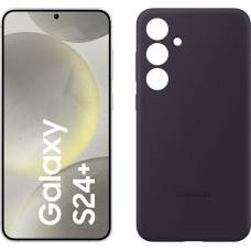 Samsung Galaxy S24+ AI nutitelefon, 12 GB RAM, 256 GB mälu, marmorhall, silikoonist ümbris tumelillakas