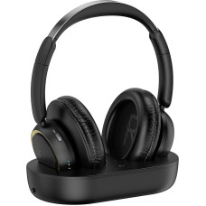 LETSACTIV juhtmevabad kõrvaklapid teleri jaoks, juhtmevabad TV kõrvaklapid koos TV saatja laadimisjaamaga eakatele, kuulmispuudega inimestele, ilma heliviivituseta, vereheli kõrvaklapid, Plug and Play (must kuldne)