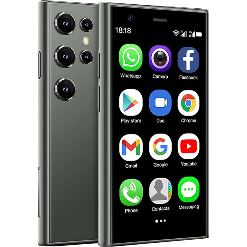 Hipipooo Mini nutitelefon 3-tolline Android 8.1 Dual SIM Mini telefon 1000mAh aku 0.3MP + 2MP kaamera 2GB + 16GB (3G roheline)