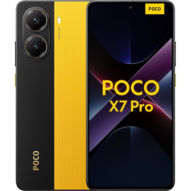 Xiaomi Poco X7 Pro nutitelefon 8+256GB kollane 50MP peakaamera OIS-iga, 6000mAh (tüüp) aku 90W HyperCharge, IP68, AI-funktsioonid (ilma laadijata) 2-aastane garantii