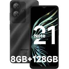Ulefone Note 21 mobiiltelefon Android 14, 8GB RAM + 128GB ROM/SD-1TB, 6,56-tolline HD+ Octa Core, 5000mAh aku, 13MP + 8MP kaamera nutitelefon ilma lepinguta Widevine L1 Dual SIM 4G / sõrmejälg / nägu
