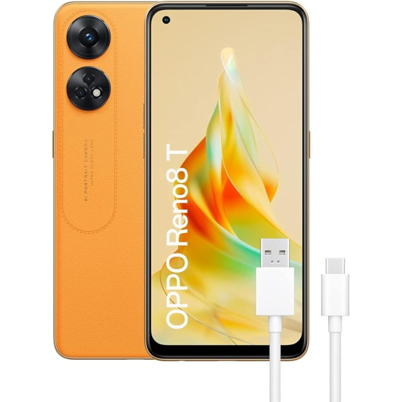 OPPO Reno8T tasuta mobiiltelefon 8GB + 128GB kaamera 100MP + 2MP mikroskoopiakaamera Android nutitelefon 5000mAh aku kiirlaadimine 33W Dual Nano SIM oranž