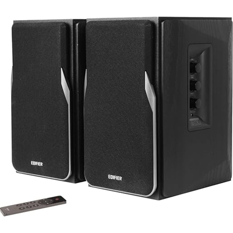 EDIFIER Studio R1380DB 2.0 42 Watt Bluetooth 5.1 (aptX) raamaturiiuli kõlarisüsteem koos infrapunapuldi ja basside, kõrguste ja helitugevuse reguleerimise külgjuhtimispuldiga, mis sobib ideaalselt telerisse, arvutisse, nutitelefoni jne.