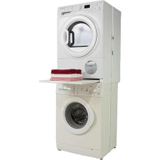 Roller Stacking Kit Connection Frame with Shelf for Washing Machine and Dryer, 60 x 60 cm, White