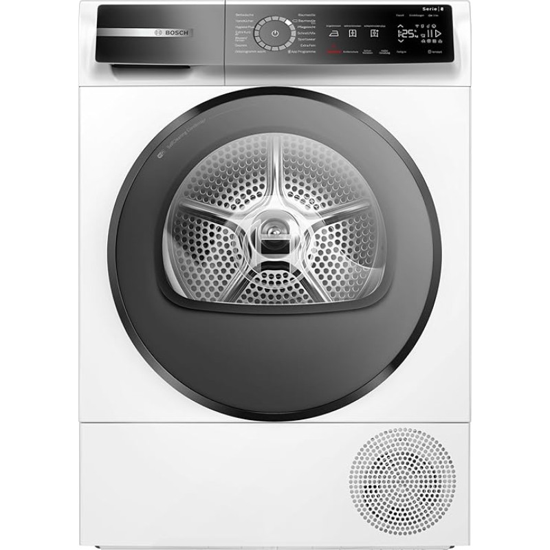 BOSCH Series 8 WQB245B40 Heat Pump Tumble Dryer, 9 kg Capacity, AutoDry, SmartDry, Home Connect, Anti Vibration Design, Sensitive Drying System, White, 60 cm