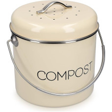 Navaris Compost Bin Rubbish Bin for Organic Waste – 3L Bucket Container for Rubbish – Organic Waste Container with Swivel Handle – Includes 3 Carbon Filters - Mint Green