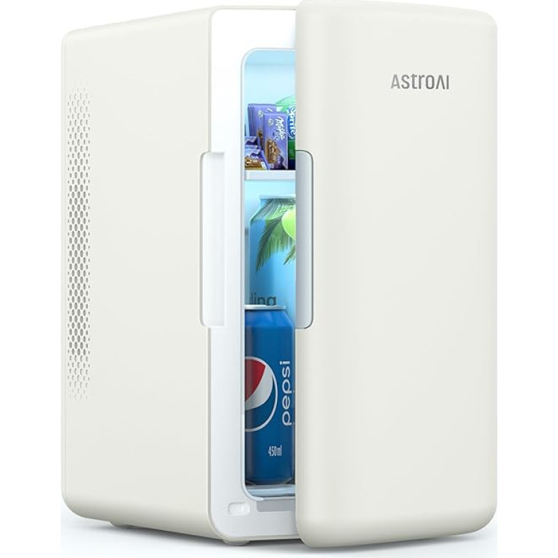 AstroAI Mini Fridge 6 Litres / 8 Cans | Cooler and Warmer | AC/DC | Small Fridge for Bedroom, Car, Drinks, Beauty, Skin Care, Travel (Beige)