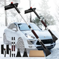 CHANGEMOORE 2 Packs Telescopic Ice Scraper Car Long Handle 88 cm Snow Brush Car Extendable 360° Rotating Snow Remover Car with Ergonomic Foam Handle for Car SUV Truck Windscreen