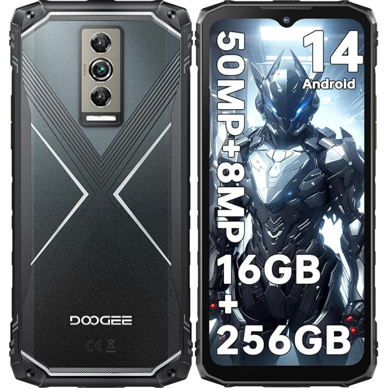 DOOGEE Blade 10 Pro (2024) Välitingimustes kasutatav nutitelefon ilma lepinguta Android 14, 16GB + 256GB (2TB) Välitingimustes kasutatav mobiiltelefon, 6,56-tolline HD+, 50MP + 8MP kaamera ehitusplatsil mobiiltelefon 5150mAh, 3 kaarti