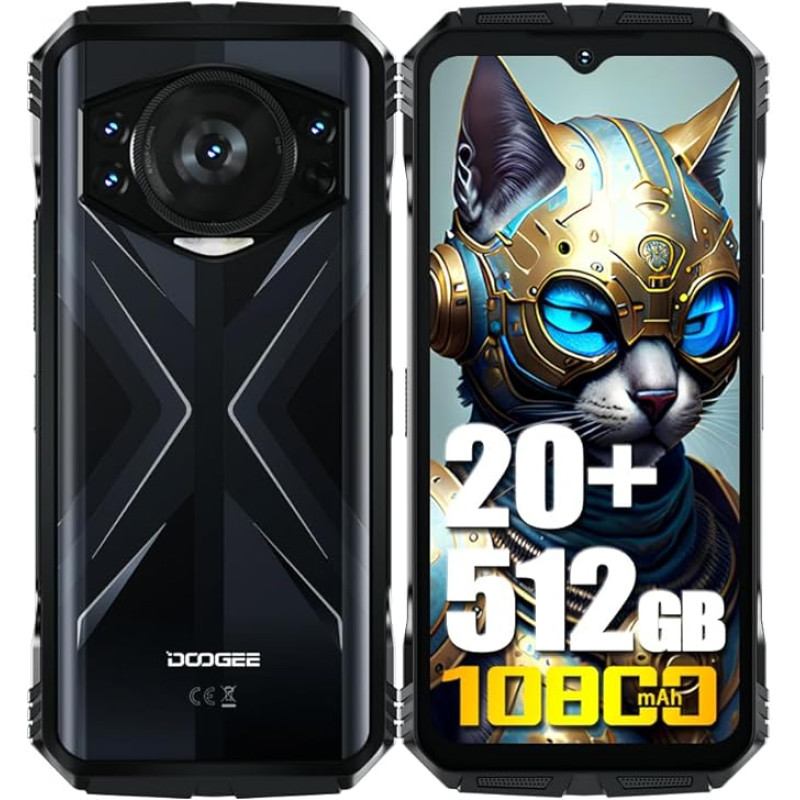 DOOGEE S118 nutitelefon ilma lepinguta, Helio G99 Octa Core 20GB + 512GB, 10800mAh aku / 33W, vastupidav 4G, 50MP kaamera (12MP infrapuna) + 8MP + 32MP, 6.58 tolli, NFC must