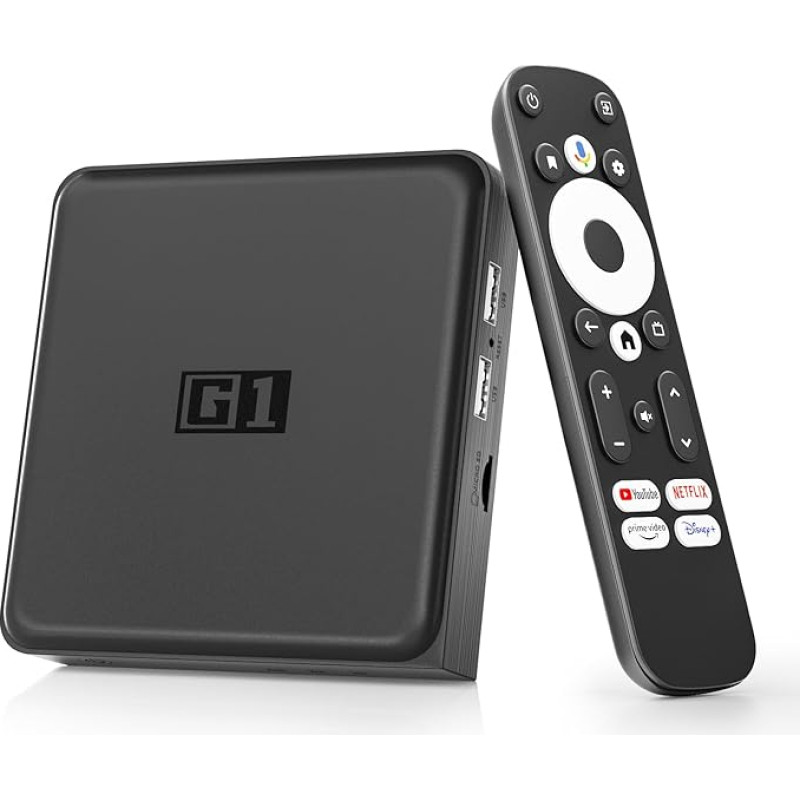 Android TV Box 4K - ATV14.0 Smart TV Box, mis ühildub Google'i ja Netflixi sertifikaadiga, Dolby Vision/HDR10+/Dolby Digital+/DTS, 4+32GB Streaming Box, AV1, WiFi 6/BT5.0, häälassistent, ekraani peegel