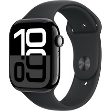 Apple Watch Series 10 (GPS + mobiilside 46 mm) nutikell alumiiniumist korpusega, teemantmust ja spordirihmaga, must (M/L) (uuenenud)