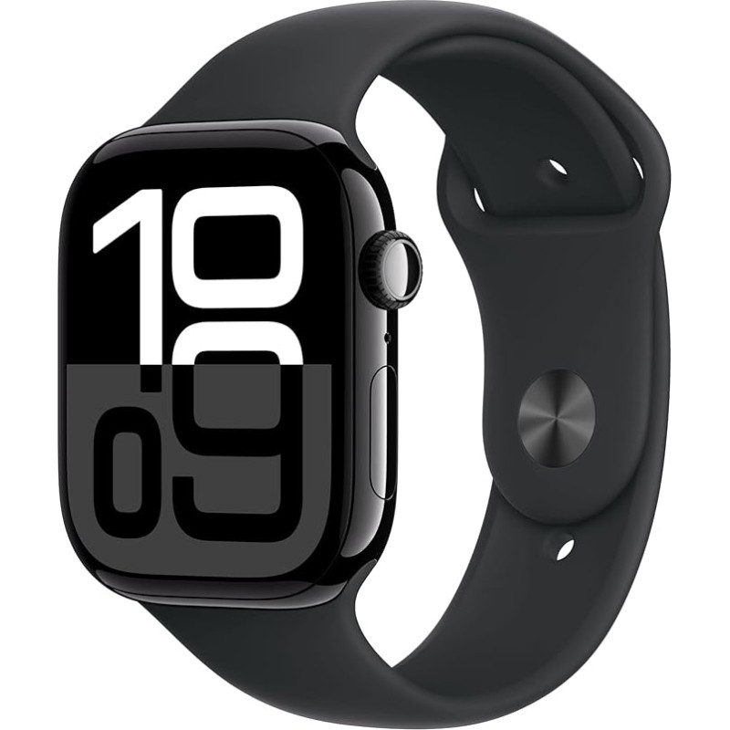 Apple Watch Series 10 (GPS + mobiilside 46 mm) nutikell alumiiniumist korpusega, teemantmust ja spordirihmaga, must (M/L) (uuenenud)
