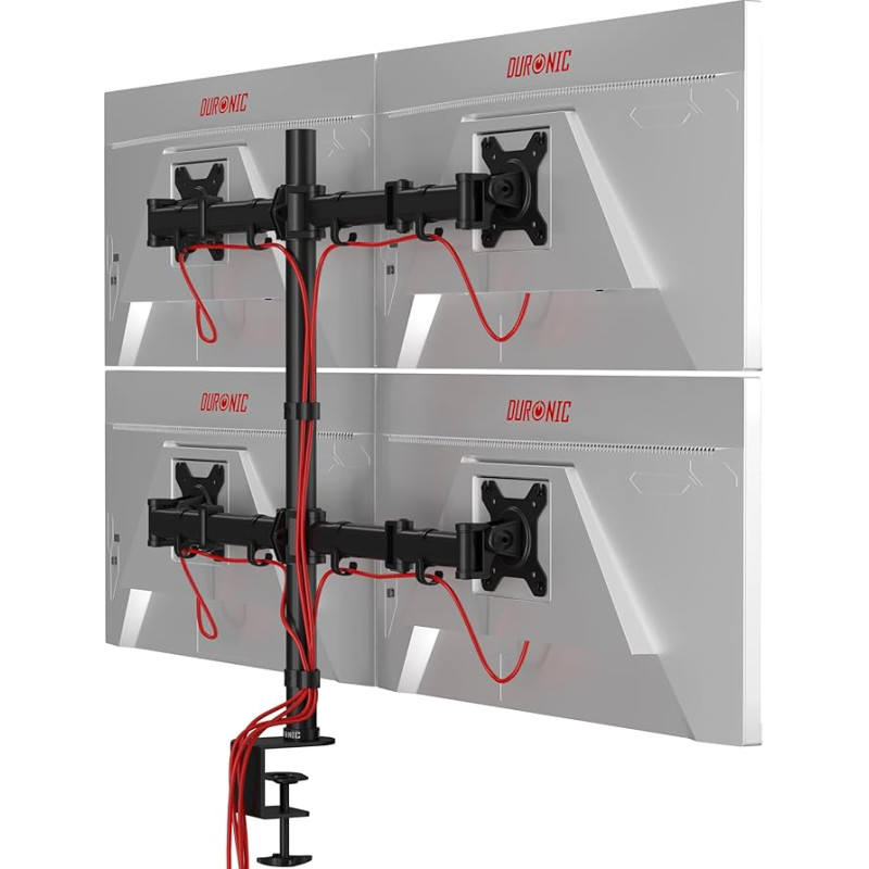 Duronic Steel DM254 Quad/Four LCD LED Desk 4 Mount Monitor Stand Arm Bracket + 10 Year Warranty - (Adjustable Monitor Arm: Tilt ±90/35°|Swivel 180°|Rotate 360°)