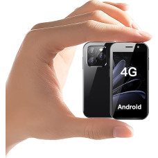 ZOKOE Mini laste mobiiltelefon, 3-tolline ekraan, 2000 mAh, 2.0 + 5.0 megapikslit, näotuvastus, 4G mini mobiiltelefon (must, 2GB+16GB)