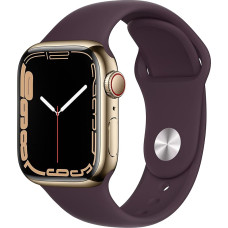 Apple Watch Series 7 (GPS + mobiilside, 41 mm) - kuldne roostevabast terasest korpus ja tumekarva spordirihm (uuenenud)