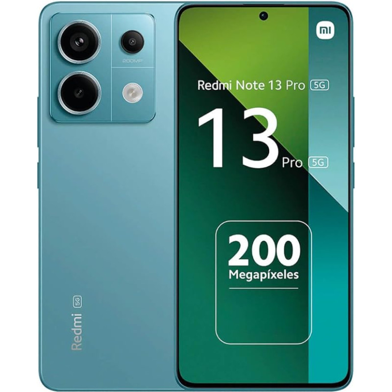 Xiaomi Redmi Note 13 Pro nutitelefon, 5G, 8+256GB, 6,67-tolline ekraan, 1.5K 120Hz AMOLED ekraan, Snapdragon 7s, ülikiire 200MP kaamera OIS-iga, 5100mAh, 67W turbolaadimine, sinine