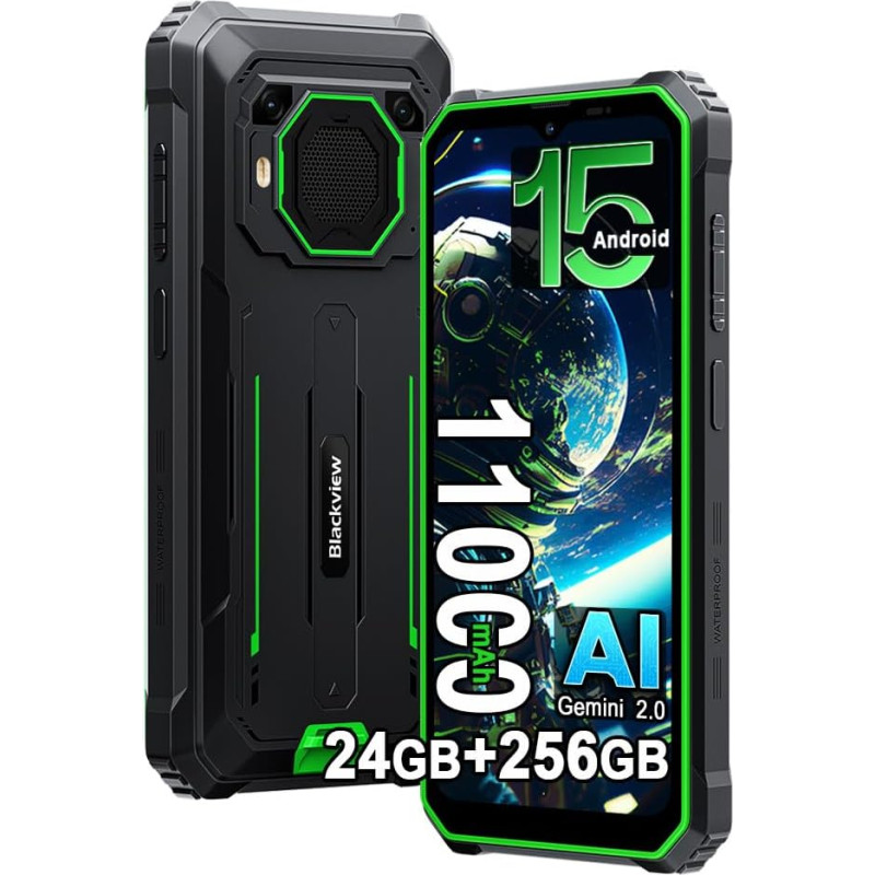 Blackview BV6200 Plus välitingimustes kasutatav mobiiltelefon, 11000mAh, 24GB + 256GB/2TB, nutitelefon ilma lepinguta, 98DB kõlar, 6.56 tolli 90Hz, IP69K veekindel, ehitusplatsi mobiiltelefon, 16MP + 13MP/Dual 4G