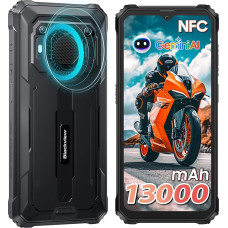 Blackview BV6200 Pro välitingimustes kasutatav mobiiltelefon (13000 mAh) Android 14,18 GB + 128 GB välitingimustes kasutatav nutitelefon veekindel, 98 dB kõlar, Helio P35 2,3 GHz, 6,56-tolline HD+ ehitusplatsil kasutatav mobiiltelefon, IP68