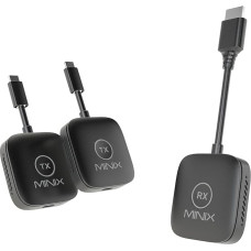 MINIX Wireless HDMI - kaks saatjat ja üks vastuvõtja, Plug & Play Multi-Screen Extension, Wireless Dual USB-C to HDMI Dongle 1080p, 164FT/50M/WiFi 2.4G/5G/60Hz, Bluetooth HDMI telerile/PC/Laptopile